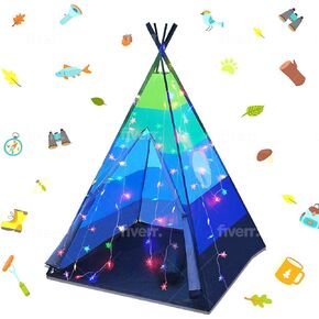 LimitlessFunN Teepee Kids Play Tent | includes Star Lights & Carrying Case |, Children Indoor Playhouse for Boys, Toddlers, 42" D x 42" W x 60" H