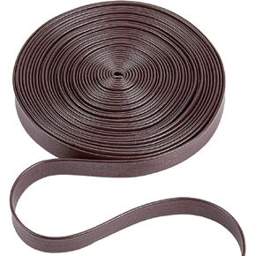 GORGECRAFT 5m Foldover Leather Strips Leather Trimming Tape Black Lychee Grained Imitation Leatherette Strap 10mm Wide Flat Leather Cord String for DIY Sewing Seaming Hemming Crafts Jewelry Making