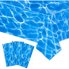 Kesfey 3 Packs Ocean Wave Tablecloths 54 x 108 Inch Water Print Table Cover Splashproof Plastic Ocean Party Table Cloths with Sea Backdrop for Beach Birthday Party Decoration Shower Supplies