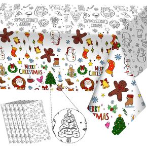 Cholemy 6 Pack Christmas Giant Coloring Tablecloth Posters Christmas Crafts for Kids 54 x 108 Inch Paper Coloring Tablecloth Santa Snowman Paper Table Cover for Kids Activities Games Party Decorations in Saudi Arabia