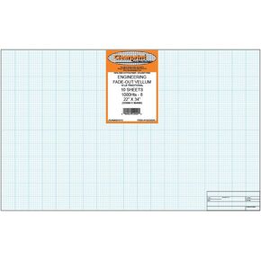 Clearprint Vellum Sheets with Architect Title Block and 8x8 Fade-Out Grid, 24x36 Inches, 16 lb., 60 GSM, 1000H 100% Cotton, 10 Sheets/Pack, Translucent White (10212228) in Kuwait