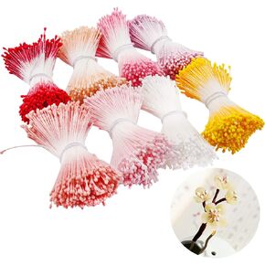 Wowagoga 3040 Pcs Artificial Matte Flower Stamen Pistil Mixed Color Double Heads Handmade Flowers Pollens Stamens for Flower Making Scrapbook Decoration in Kuwait