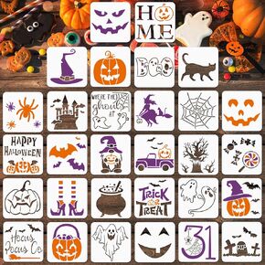 30 Pcs Christmas Stencils Reusable,3x3in Small Christmas Stencil for Painting on Wood DIY Crafts Ornaments Wood Slice