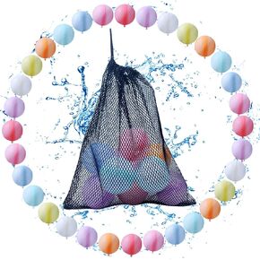 24 Pack Reusable Water Balloons Pool Water Balls Latex-Free Soft Silicone Water Splash Ball with Portable Mesh Bag Summer Outdoor Beach Play Pool Party Backyard Fun Water Toys in Saudi Arabia