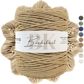 BOCHIKNOT Bulk Macrame Cord 3mm x 650yds - Single Strand Macrame Cord for Wall Hanging Plant Hanger - 3mm Macrame Cord Bulk - Single Strand Cotton Macrame Cord for Crafts - Macrame Rope (Biscuit)