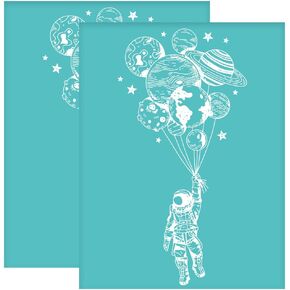 OLYCRAFT 2Pcs 8.6x11 Inch Self-Adhesive Silk Screen Printing Stencil Spaceman Pattern Mesh Transfers Stencil Star Balloon Silk Screen Stencil for Painting on Wood DIY T-Shirt Fabric in Kuwait