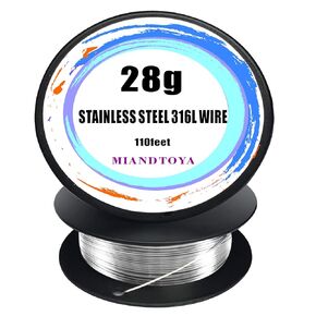 MIANDTOYA Stainless Steel 316L Wire, 28G Gauge 110Feet Soft DIY Hand Tool Metal Resistance Round Thin Spool Handmade for Crafts Bailing Sculpting Jewelry Making Findings Floral Beading Trapping in Kuwait