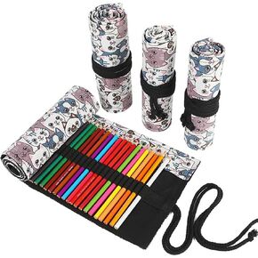 DIYOMR 24/36/72 Slots Pencil Wrap Pencil Rolls, Artist Colored Pencils Roll Up Bag Short Brushes Pouch Case Pencils Organizer for Drawing Coloring and Sketching (Constellation, 72slots)
