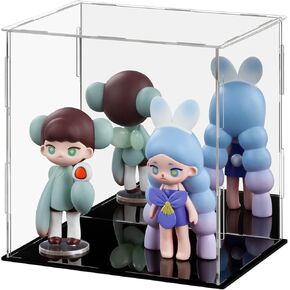 LileZbox Acrylic Display Case,Versatile Collectibles Display Showcase for Action Figures Toys,1 Pack (Black, 7.8x7.8x9.8 Inch)
