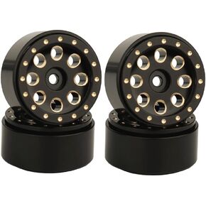 ZXYRC 1.0" Brass Black Coating 1:24 Beadlock Wheels Hub Rims for 1/24 Axial AX24 SCX24 C10 Chevrolet 1/18 TRX4m RC Crawler Car Upgrade Parts (Style B)