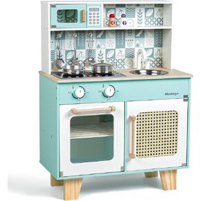 مجموعة ألعاب مطبخ خشبية، مجموعة مطبخ للأطفال الصغار للأعمار من 3 إلى 6 سنوات، مطبخ لعب تظاهري مع أضواء وأصوات حقيقية، مجموعات ألعاب مطبخ للأطفال مع 8 قطع من ملحقات أواني الطبخ، لعبة هدية للفتيات والفتيان (أخضر) in Kuwait