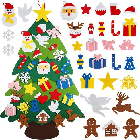 شجرة عيد الميلاد من Advantez، شجرة عيد الميلاد DIY، 3.35 قدم و30 قطعة من الزينة، شجرة عيد الميلاد للأطفال الصغار، معلقة على الحائط، لوازم منزلية لتزيين حفلات عيد الميلاد in Kuwait