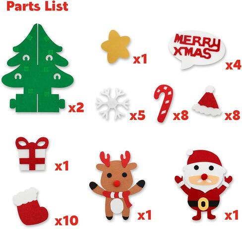 شجرة عيد الميلاد ثلاثية الأبعاد مصنوعة يدويًا مع 37 قطعة من الحلي، هدايا عيد الميلاد للأطفال السنة الجديدة زينة عيد الميلاد المصنوعة يدويًا in Kuwait