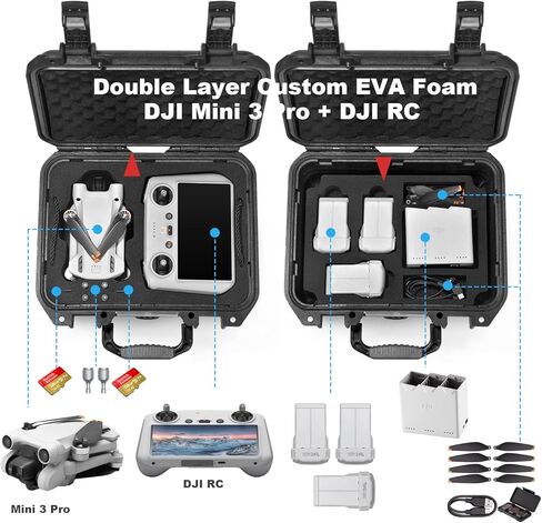 ليكوفي حافظة صلبة مقاومة للماء متوافقة مع دي جيه اي ميني 3 برو (دي جيه اي ار سي) وجهاز تحكم عن بعد دي جيه اي ار سي وملحقات طائرة دي جيه اي ميني 3 (الحافظة فقط) in Kuwait