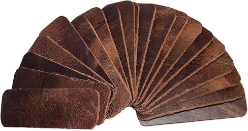 Hide & Drink, Leather Rectangles Rounded Corners (0.75 x 2 in.), 1.8mm Thick (Set of 20) for Handcrafts/DIY/Jewelry/Ornaments/Creations, Handmade Includes 101 Year Warranty :: Bourbon Brown in Saudi Arabia
