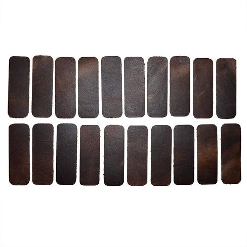 Hide & Drink, Leather Rectangles Rounded Corners (0.75 x 2 in.), 1.8mm Thick (Set of 20) for Handcrafts/DIY/Jewelry/Ornaments/Creations, Handmade Includes 101 Year Warranty :: Bourbon Brown in Saudi Arabia