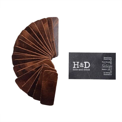 Hide & Drink, Leather Rectangles Rounded Corners (0.75 x 2 in.), 1.8mm Thick (Set of 20) for Handcrafts/DIY/Jewelry/Ornaments/Creations, Handmade Includes 101 Year Warranty :: Bourbon Brown in Saudi Arabia