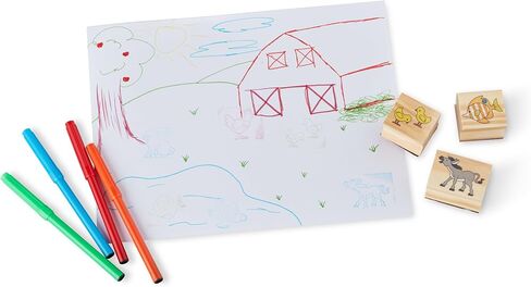 Melissa & Doug Jumbo Deluxe Wooden Stamp Set Animals (40 Stamps, 7 Markers, 3 Colored Ink Pads) in Saudi Arabia