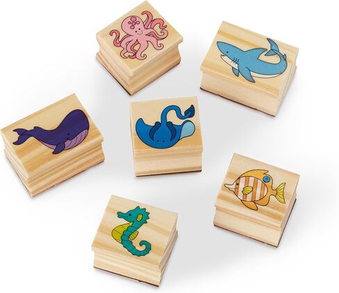 Melissa & Doug Jumbo Deluxe Wooden Stamp Set Animals (40 Stamps, 7 Markers, 3 Colored Ink Pads) in Saudi Arabia