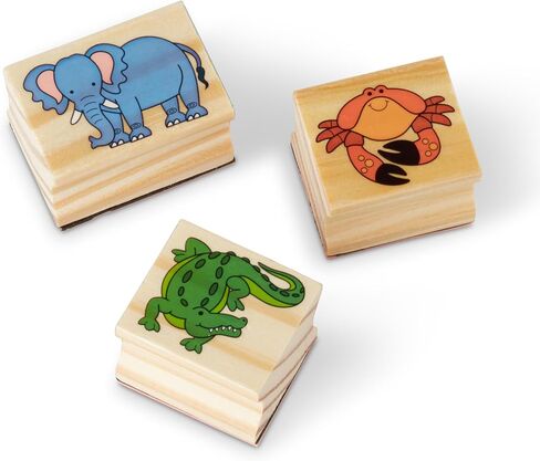 Melissa & Doug Jumbo Deluxe Wooden Stamp Set Animals (40 Stamps, 7 Markers, 3 Colored Ink Pads) in Saudi Arabia