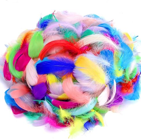 600PCS Colorful Feathers DIY Crafting Feathers Wedding and Party Decoration Feathers Christmas Feather Bulk for Mask,Windbell and Earrings,3-5 Inch in Kuwait