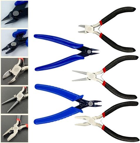 صندوق تخزين لصنع الاساور والقلائد والمجوهرات والمجوهرات والخرز بلون رمادي، صندوق تخزين، صينية تنظيم ادوات القياس الحرفية مع كماشة وفرجار ومجموعة ادوات الخرز (23 قطعة) in Kuwait