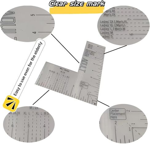 دليل مسطرة KINGRIA لمحاذاة الفينيل من الأكريليك على الصدر الأيسر أداة وضع شعار الخياطة اليدوية ملحقات مسطرة للتطريز والطباعة بالضغط الحراري in Kuwait
