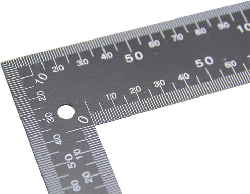 Metal Square Ruler Leathercraft Black Tempered Stainless Steel Measuring Square Ruler for DIY Leather Handmade Sewing Tools Measuring Supplies, Length 0-300mm/0-12inch Scale in Saudi Arabia