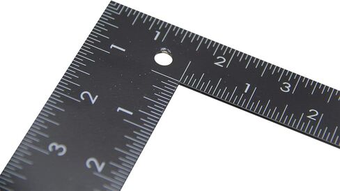 Metal Square Ruler Leathercraft Black Tempered Stainless Steel Measuring Square Ruler for DIY Leather Handmade Sewing Tools Measuring Supplies, Length 0-300mm/0-12inch Scale in Saudi Arabia