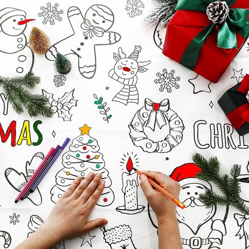 Cholemy 6 حزمة عيد الميلاد العملاق تلوين مفرش المائدة ملصقات عيد الميلاد الحرف للأطفال 54 × 108 بوصة ورقة تلوين مفرش المائدة سانتا ثلج ورقة غطاء الطاولة للأطفال أنشطة ألعاب ديكورات الحفلات in Saudi Arabia