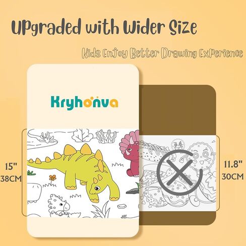 لفة ورق رسم تلوين الديناصورات كبيرة الحجم للأطفال، ملصق تلوين مجزأ من كريهونفا، غطاء طاولة حرفي للأولاد والبنات، لوازم الحفلات في الفصول الدراسية مقاس 120 × 15 بوصة (ديناصور) in Kuwait