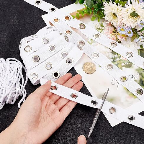 شريط عروة من القطن الأسود بطول 5 ياردات من AHANDMAKER، شريط عروة من نسيج قطني بطول 0.79 بوصة، شريط عروة للخياطة، ويتضمن خيوط قطنية بيضاء بطول 10.94 ياردة، لإكسسوارات الملابس in Kuwait