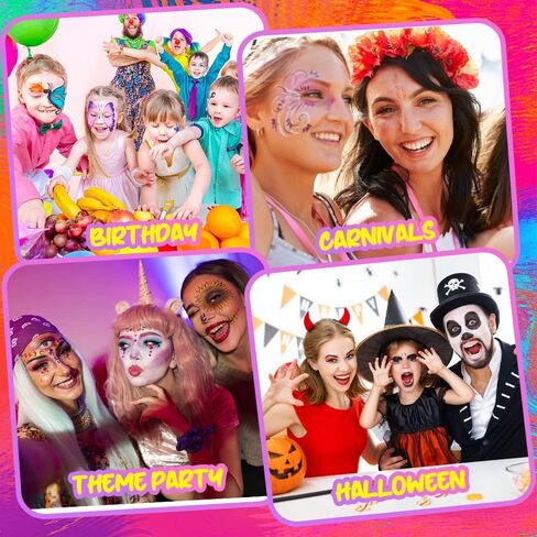 مجموعة طلاء الوجه للأطفال من AOOWU، لوحة رسم احترافية للوجه والجسم مكونة من 16 لونًا مع فرشتين، مجموعة طلاء الوجه الآمنة وغير السامة، مجموعة مكياج دهانات الوجه الزيتية القابلة للغسل للهالوين والحفلات والحفلات التنكرية in Kuwait