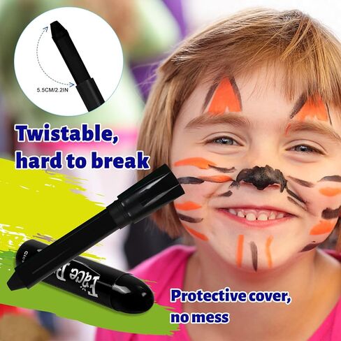 أعواد رسم الوجه للأطفال من مومو، 12 قلم تلوين للوجه غير سام، أقلام تلوين مكياج لعيد القديس باتريك، وأعياد الميلاد، والهالوين in Kuwait