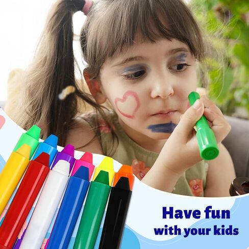 أعواد رسم الوجه للأطفال من مومو، 12 قلم تلوين للوجه غير سام، أقلام تلوين مكياج لعيد القديس باتريك، وأعياد الميلاد، والهالوين in Kuwait