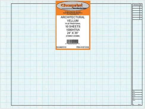 ملاءات Clearprint 1000H تصميم Vellum مع كتلة العنوان المهندسي وطباعة شبكة 8×8، 100% قطن، 10 أوراق 20.32 × 27.94 سم in Saudi Arabia