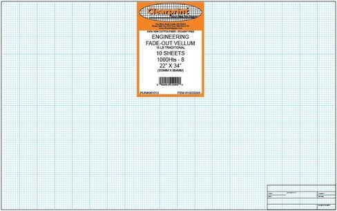 ملاءات Clearprint 1000H تصميم Vellum مع كتلة العنوان المهندسي وطباعة شبكة 8×8، 100% قطن، 10 أوراق 20.32 × 27.94 سم in Kuwait