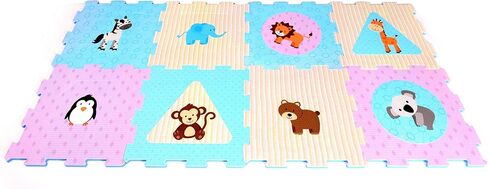 بساط لعب من إسفنج إيفا للحيوانات والأشكال. 9 بلاط متشابكة للعب (البلاط: 30.48 سم × 30.48 سم / 9 متر مربع). مثالي: زحف الأطفال والرضع والفصول الدراسية والأطفال والأطفال والصالة الرياضية وقت التمرين in Kuwait