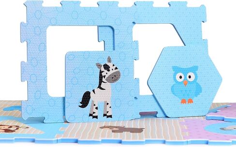 بساط لعب من إسفنج إيفا للحيوانات والأشكال. 9 بلاط متشابكة للعب (البلاط: 30.48 سم × 30.48 سم / 9 متر مربع). مثالي: زحف الأطفال والرضع والفصول الدراسية والأطفال والأطفال والصالة الرياضية وقت التمرين in Kuwait