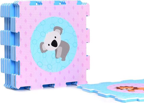 بساط لعب من إسفنج إيفا للحيوانات والأشكال. 9 بلاط متشابكة للعب (البلاط: 30.48 سم × 30.48 سم / 9 متر مربع). مثالي: زحف الأطفال والرضع والفصول الدراسية والأطفال والأطفال والصالة الرياضية وقت التمرين in Kuwait