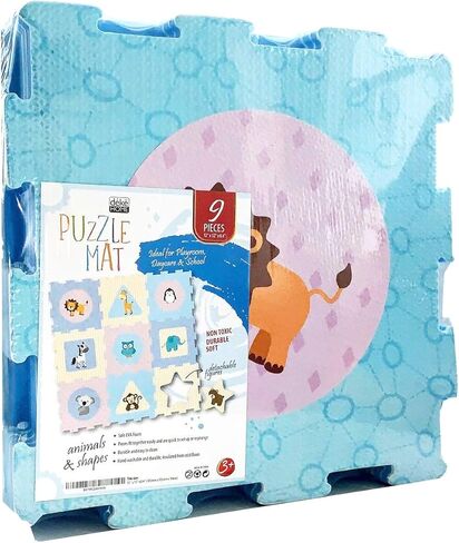 بساط لعب من إسفنج إيفا للحيوانات والأشكال. 9 بلاط متشابكة للعب (البلاط: 30.48 سم × 30.48 سم / 9 متر مربع). مثالي: زحف الأطفال والرضع والفصول الدراسية والأطفال والأطفال والصالة الرياضية وقت التمرين in Kuwait