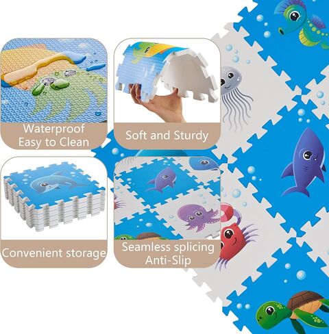 PLAY 10 Foam Puzzle Mat, Foam Playmat for Babies, City Road Track Puzzle Mat 9 Pieces in Saudi Arabia