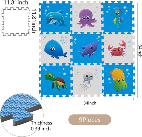 PLAY 10 Foam Puzzle Mat, Foam Playmat for Babies, City Road Track Puzzle Mat 9 Pieces in Saudi Arabia