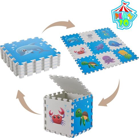 PLAY 10 Foam Puzzle Mat, Foam Playmat for Babies, City Road Track Puzzle Mat 9 Pieces in Saudi Arabia