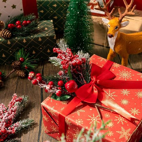 Tigeen 70 Pcs 15 Kinds Artificial Christmas Picks Assorted Berry Stems Picks Faux Red Pine Branches Picks Christmas Tree Decorations Holly Spray Pine Cones for Floral Arrangement Wreath Holiday Decor in Saudi Arabia