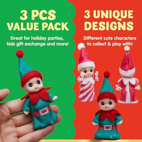 دمية قزم صغيرة من 3 قطع من جوين، دمية قزم صغيرة من الفينيل الملون على الوجه من الفينيل، اكسسوارات قزم للاطفال الاولاد والبنات من اجل ملحقات ودعائم القزم وتقويمات ادفينت وحشو الجورب in Kuwait