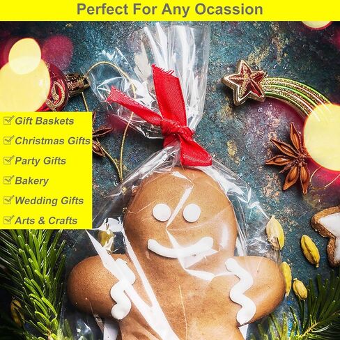 عبوة من 2 بكرة ملفوفة من السليفان الشفافة (80.04 سم × 30.48 متر)، 30 كيس من الكيلوفان الشفاف من الكريستال، ورق تغليف شفاف للسلال، الهدايا، الأزهار، الفنون والحرف اليدوية، بكرات سيلي آمنة للطعام in Kuwait