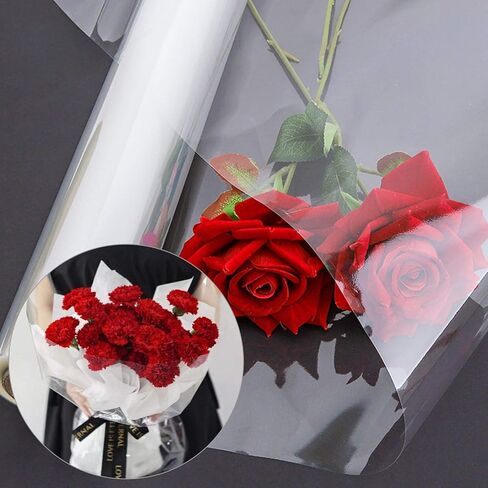 عبوة من 2 بكرة ملفوفة من السليفان الشفافة (80.04 سم × 30.48 متر)، 30 كيس من الكيلوفان الشفاف من الكريستال، ورق تغليف شفاف للسلال، الهدايا، الأزهار، الفنون والحرف اليدوية، بكرات سيلي آمنة للطعام in Kuwait