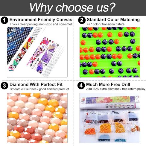 Jungobiu 5D الماس مجموعات الطلاء القط لطيف، DIY الماس الفن الزهور مجموعات الطلاء مع الماس الحفر الكامل جولة الكريستال حجر الراين التطريز المستخدمة للمنزل مكتب الجدار الديكور 12x16 بوصة in Kuwait