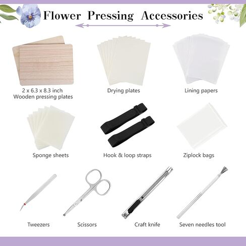 أويهياي مجموعة ضغط الزهور من 6 طبقات 6.3 × 8.3 انش، مجموعة ضغط النباتات لحفظ الزهور بما في ذلك التعليمات، مجموعة ضغط الزهور المجففة التي تصنعها بنفسك للبالغين والاطفال in Kuwait